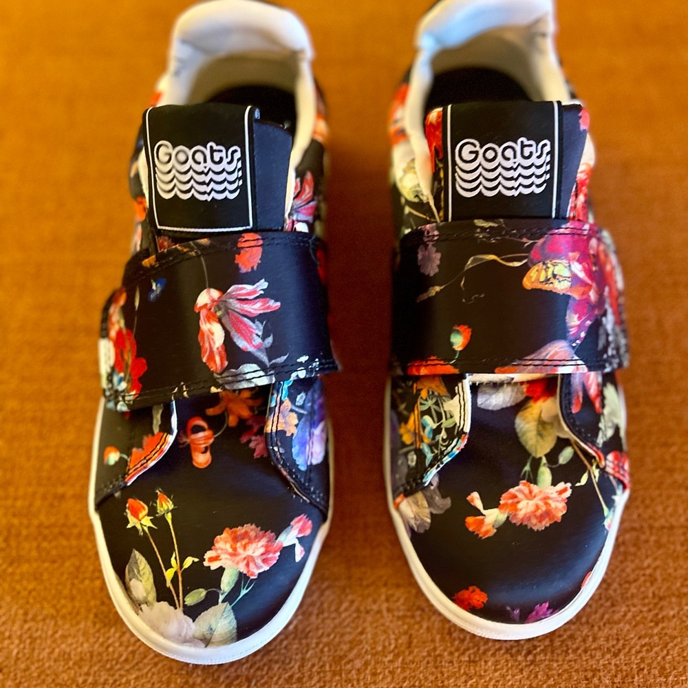Goats Blue Floral Sneakers with White Sole NWOT